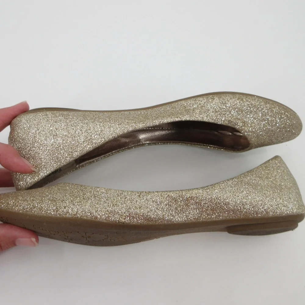 Steve Madden P-Heaven Womens 6.5M Champagne Gold Glitter Ballet Flats Sparkle